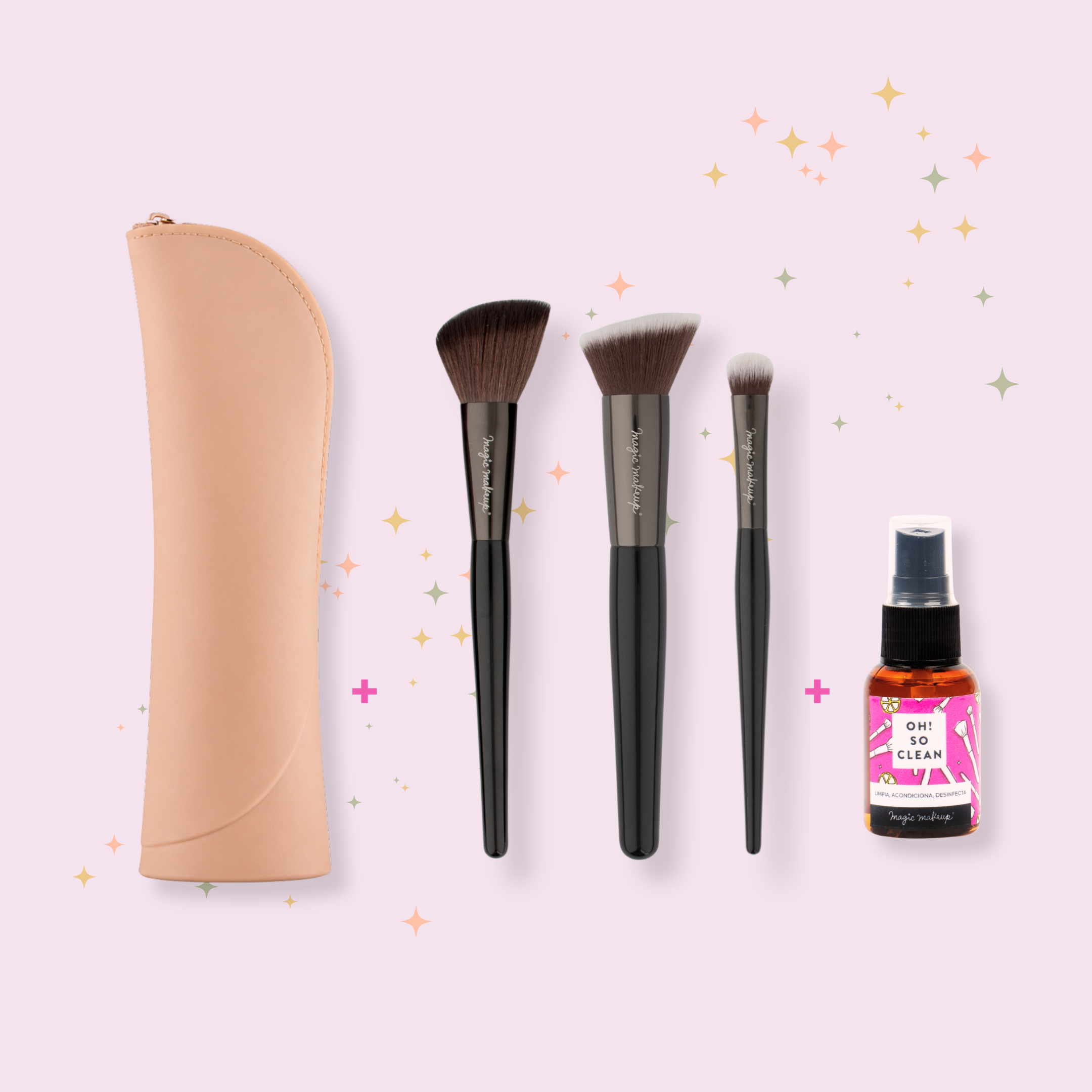 NUEVO! Mini Set de Rostro + Limpiador + Estuche Porta Brochas